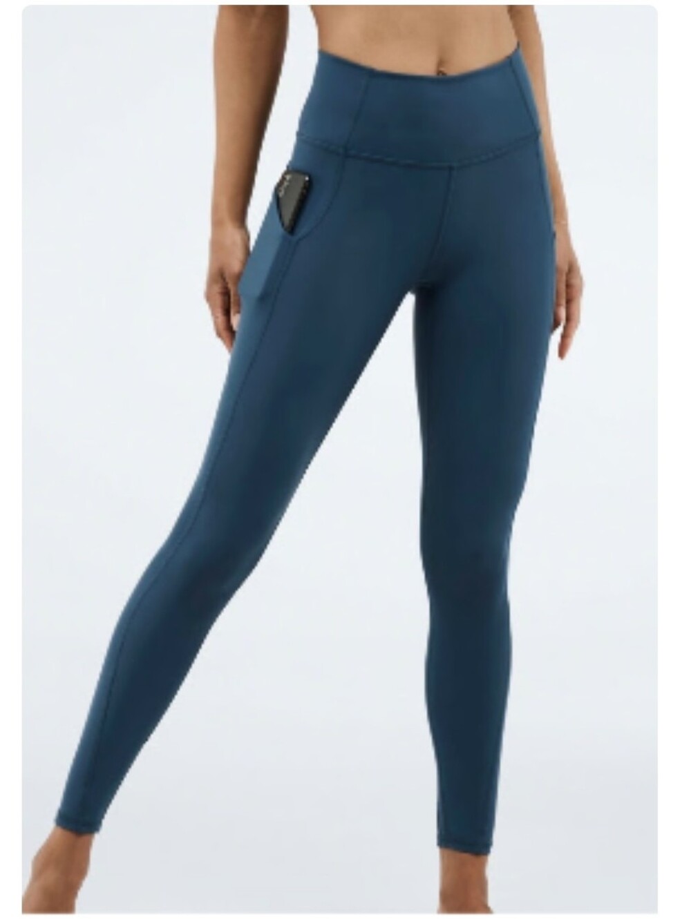 Fabletics Oasis PureLuxe High-Rise Midnight Teal Leggings w/ Side Pocket Size M